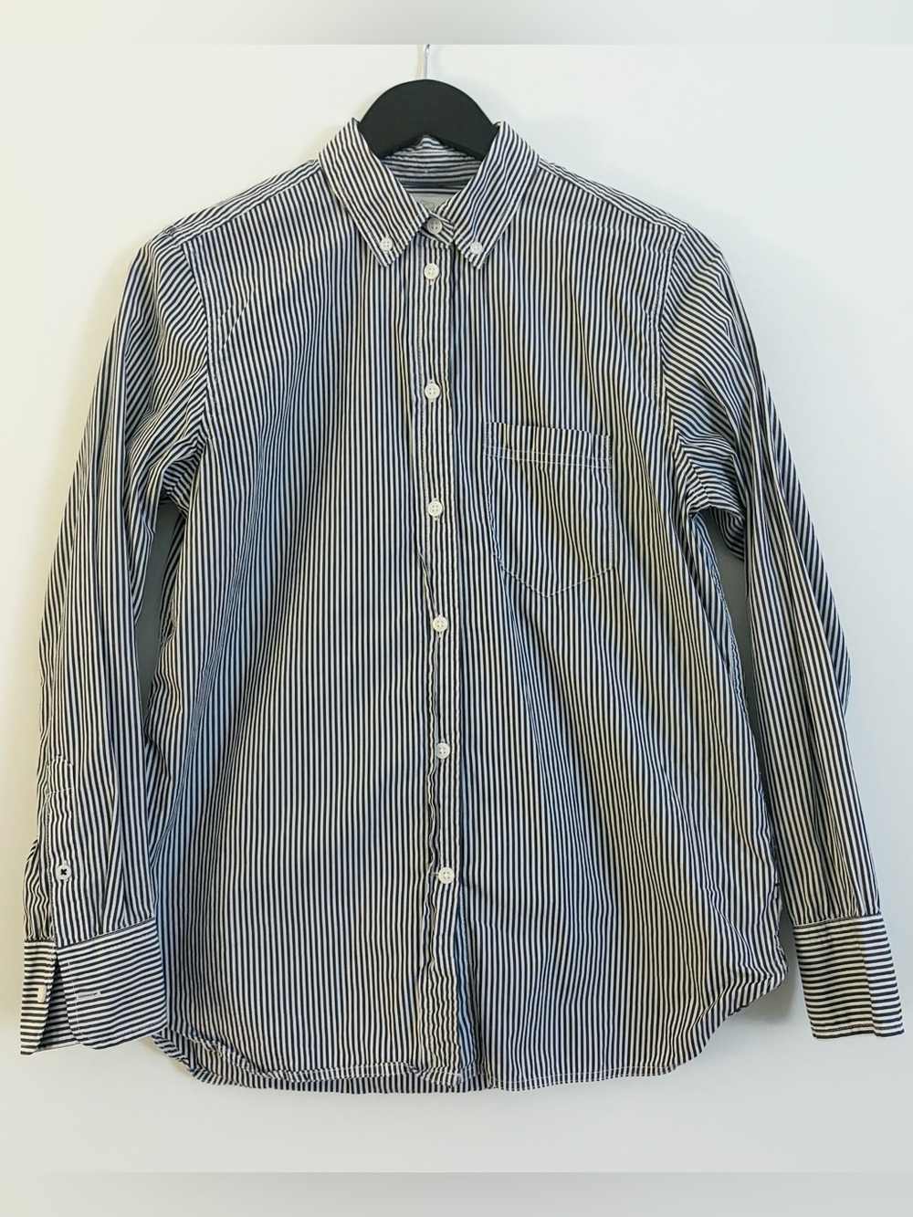 J.Crew women’s classic fit button-up in navy stripe